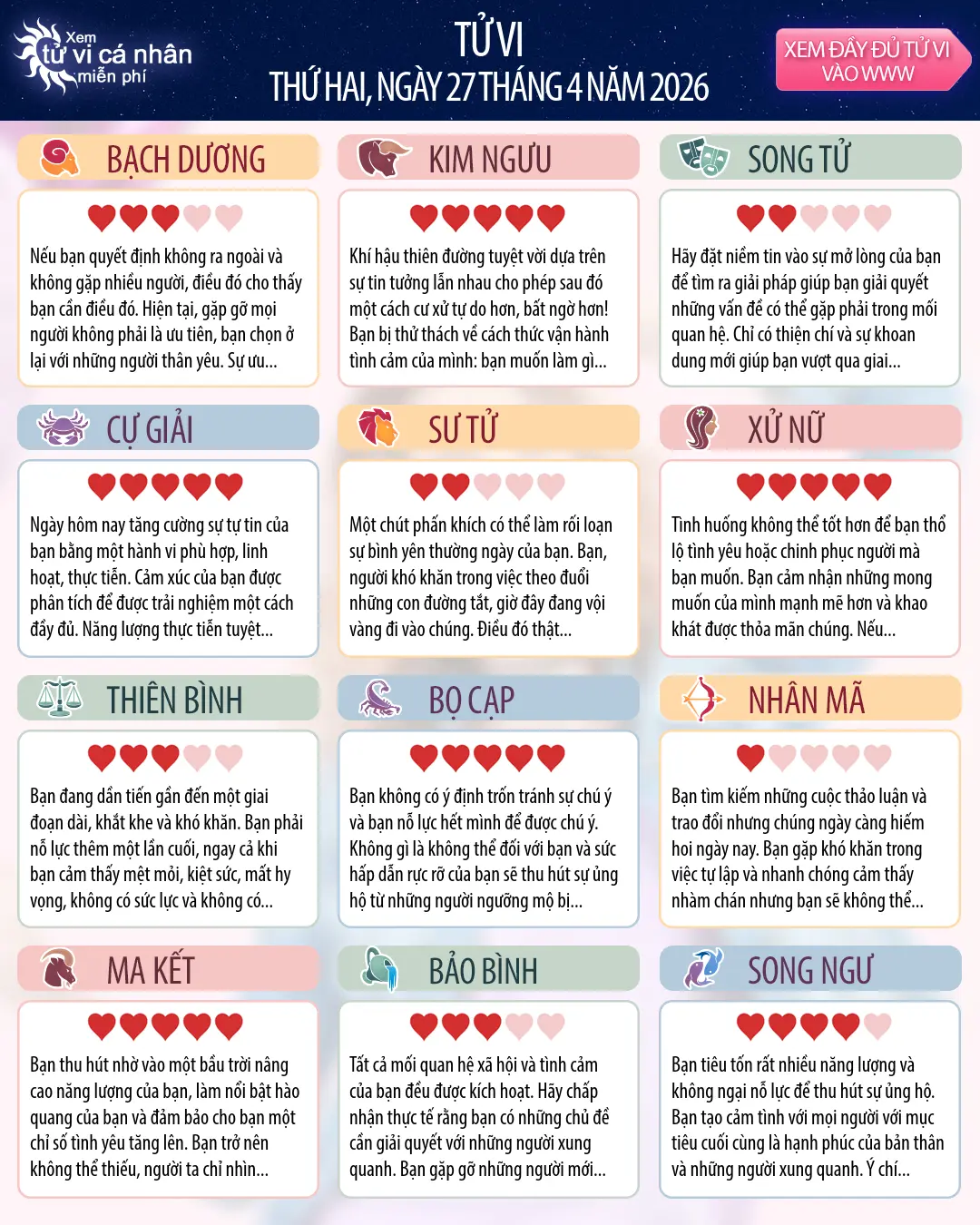 Bọ Cạp: tử vi ngày mai của bạn, 28, tháng 4 năm 2026